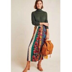 Anthropologie Spirited Patchwork Wide-Leg Trousers Womens Size XS